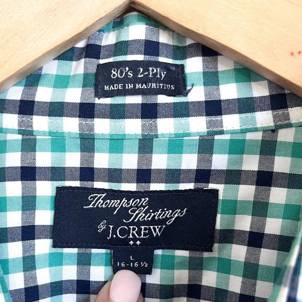 J Crew Thompson Shirtings Mens‎ 80s 2 Ply Shirt Size L Plaid Checkered Preppy